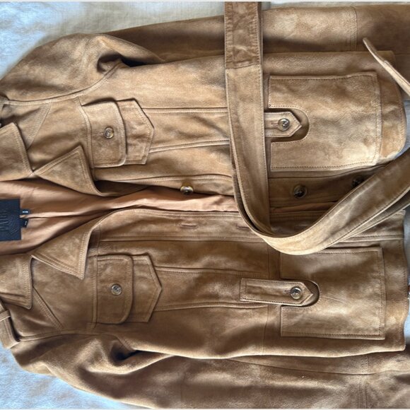 PAIGE Suede Tawnie Biker Jacket In Cognac (XS) 100% LEATHER - Picture 4 of 8